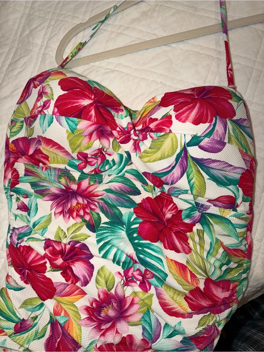 Tommy Bahama Woman’s Floral One-Piece Swimsuit - White with Pink & Green